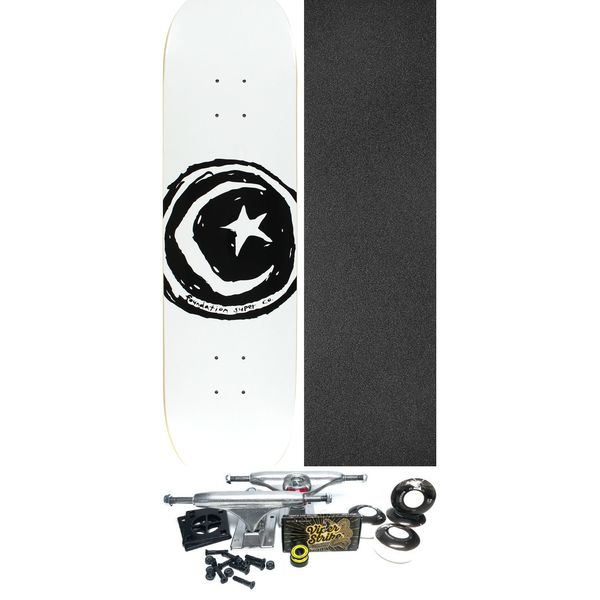 Foundation Skateboards Star and Moon White Skateboard Deck - 8.5" x 32.375" - Complete Skateboard Bundle